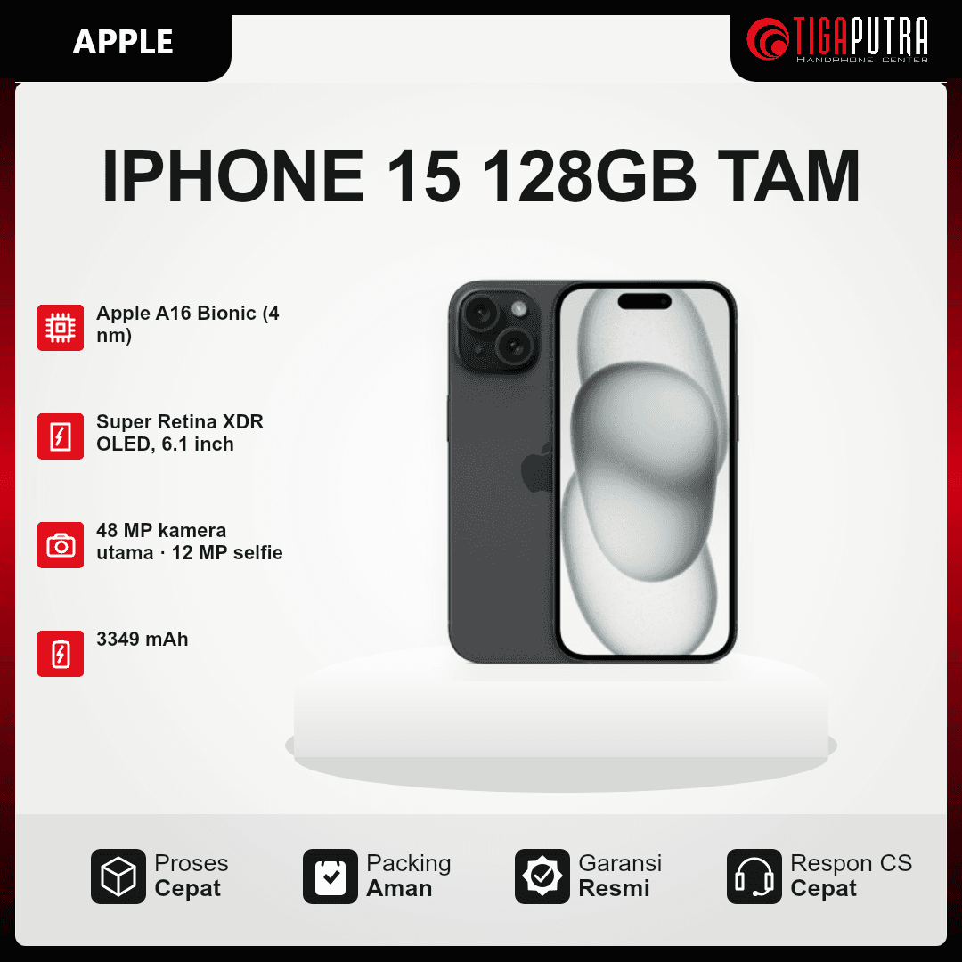 IPHONE 15 128GB TAM — varian black; poster katalog