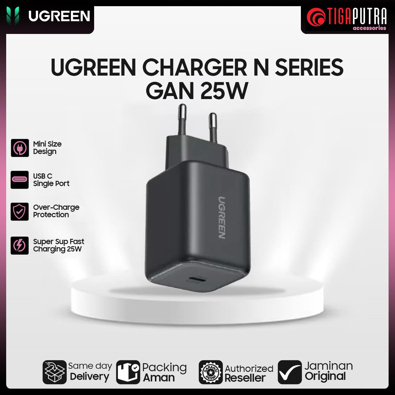 UGREEN CHARGER SERIES TYPE C GAN PD 25W BLACK